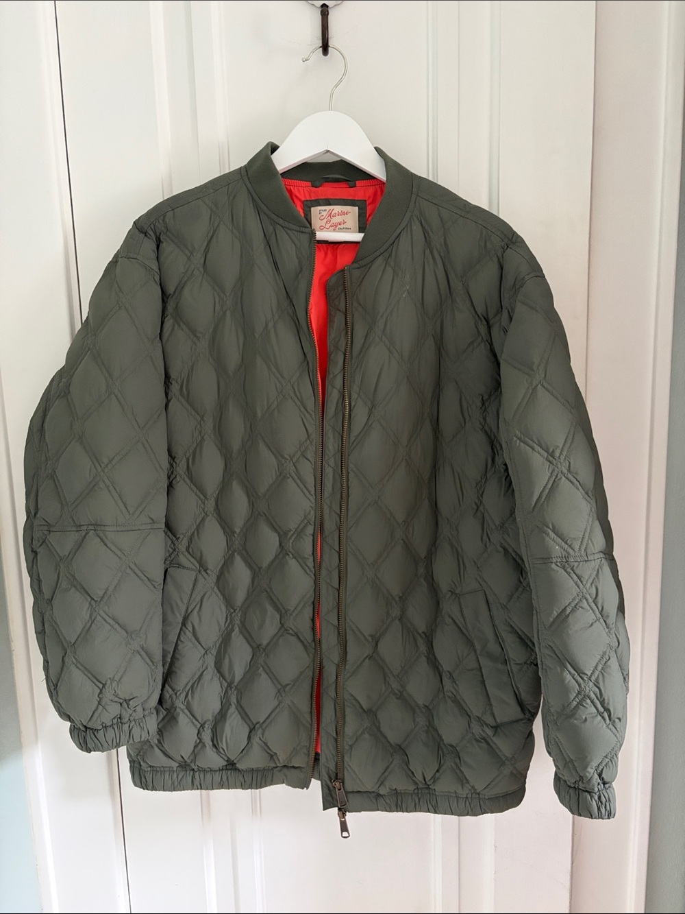 Marine Layer • Green Padded Marina Bomber Jacket (Size M)